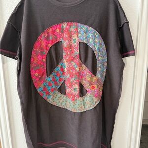 NATURAL LIFE Womens Floral Peace Sign sweatshirt dress
